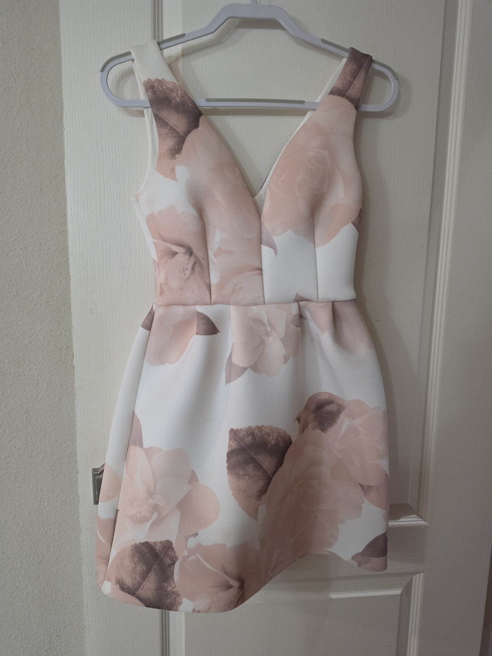 Miss Selfridge White Mini Dress with Blush Floral Print